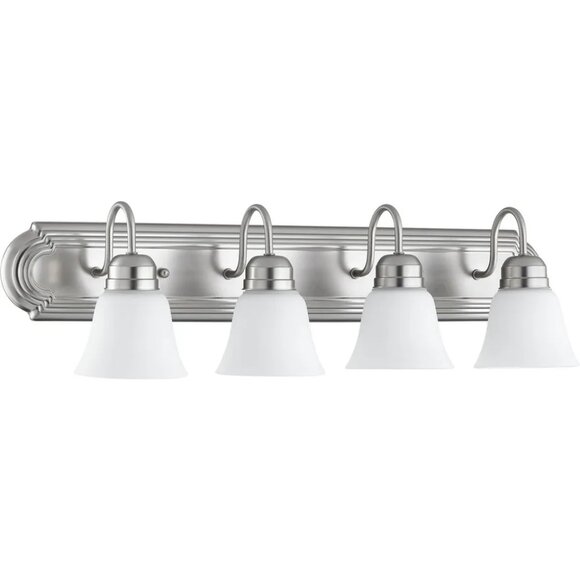 QUORUM HOME COLLECTION 4-LIGHT 30" W TRANSITIONAL SATIN NICKEL VANITY FIXTURE - Picture 1 of 5
